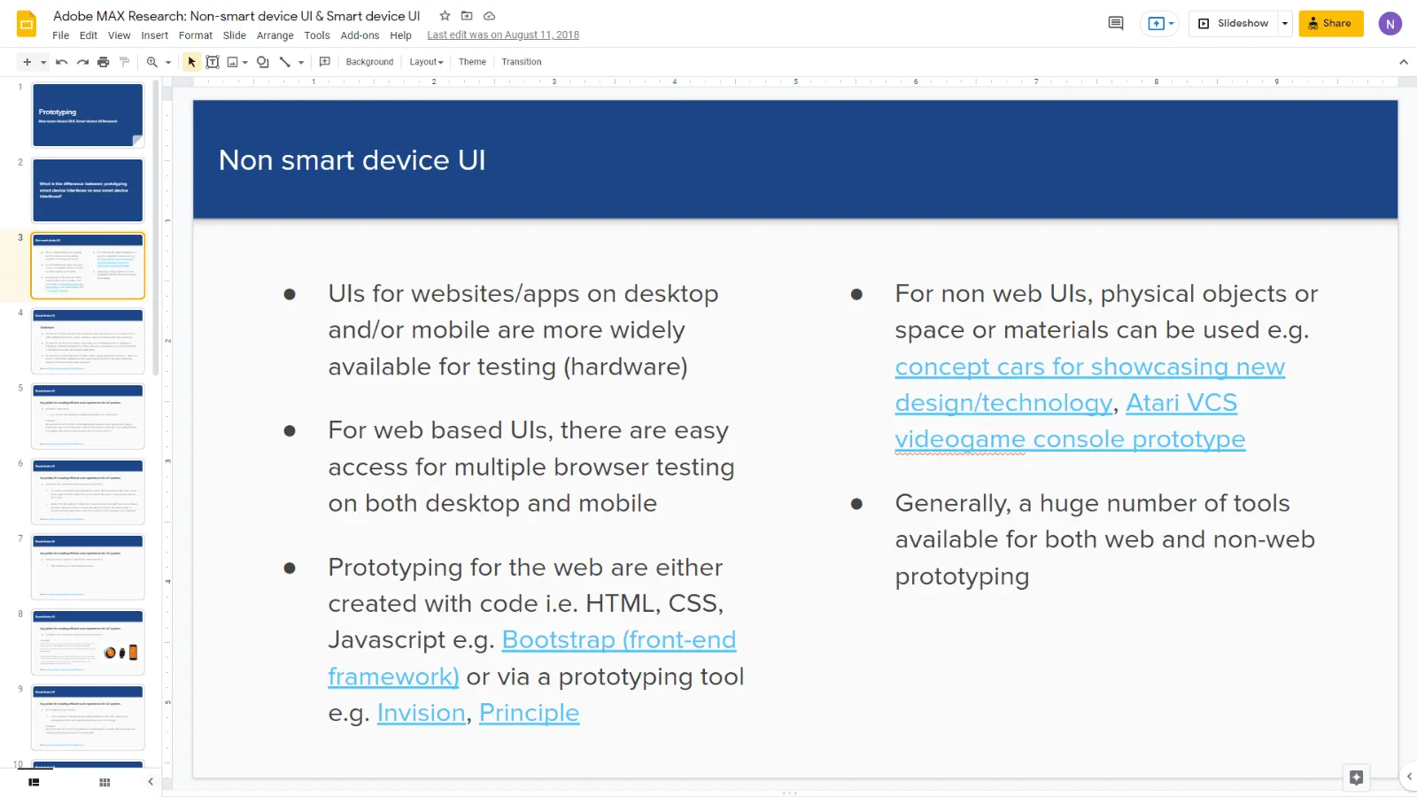 Non-smart device UI research