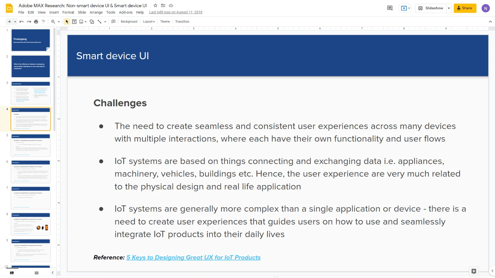 Smart device UI research