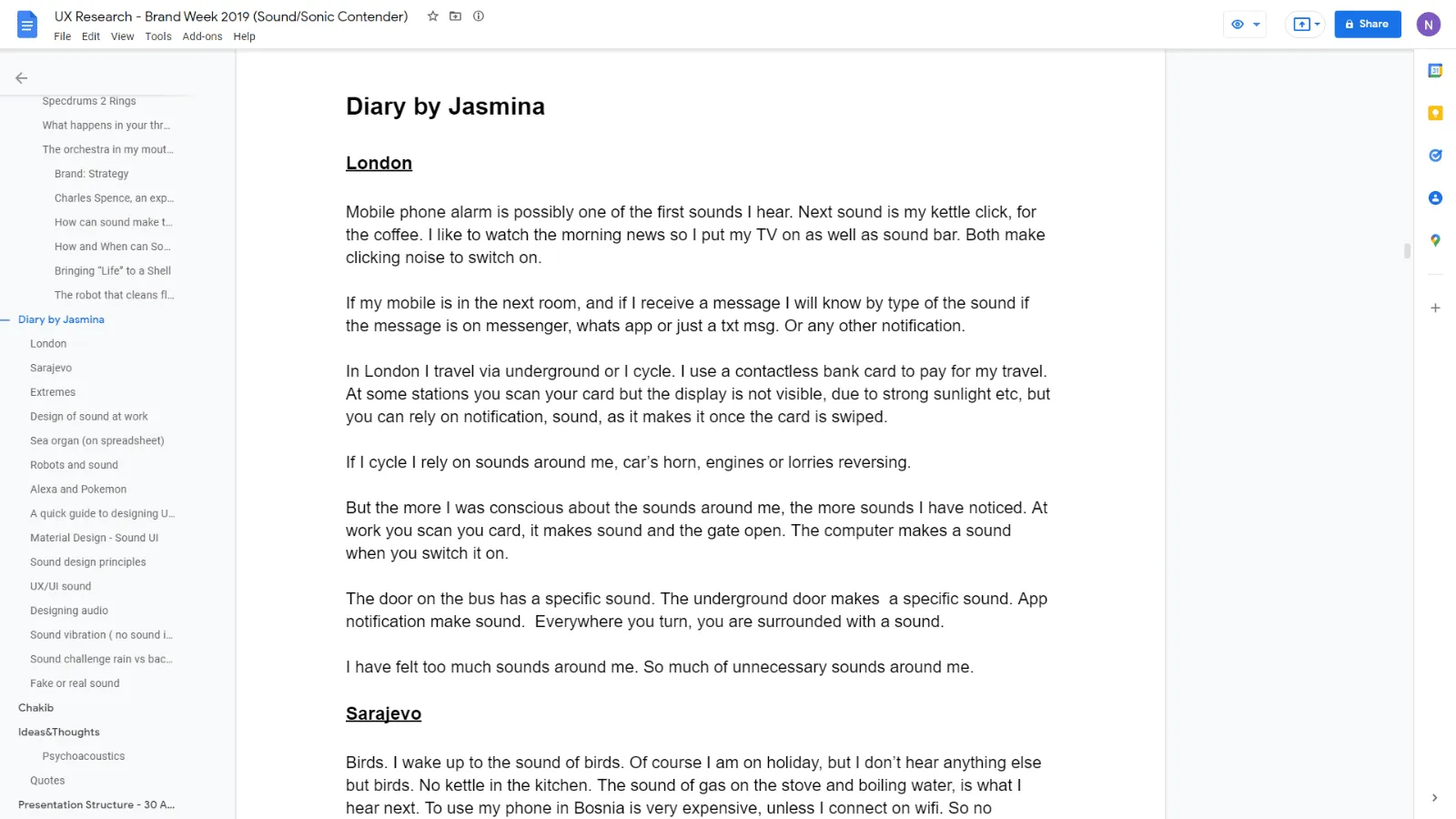 Jasmina's diary