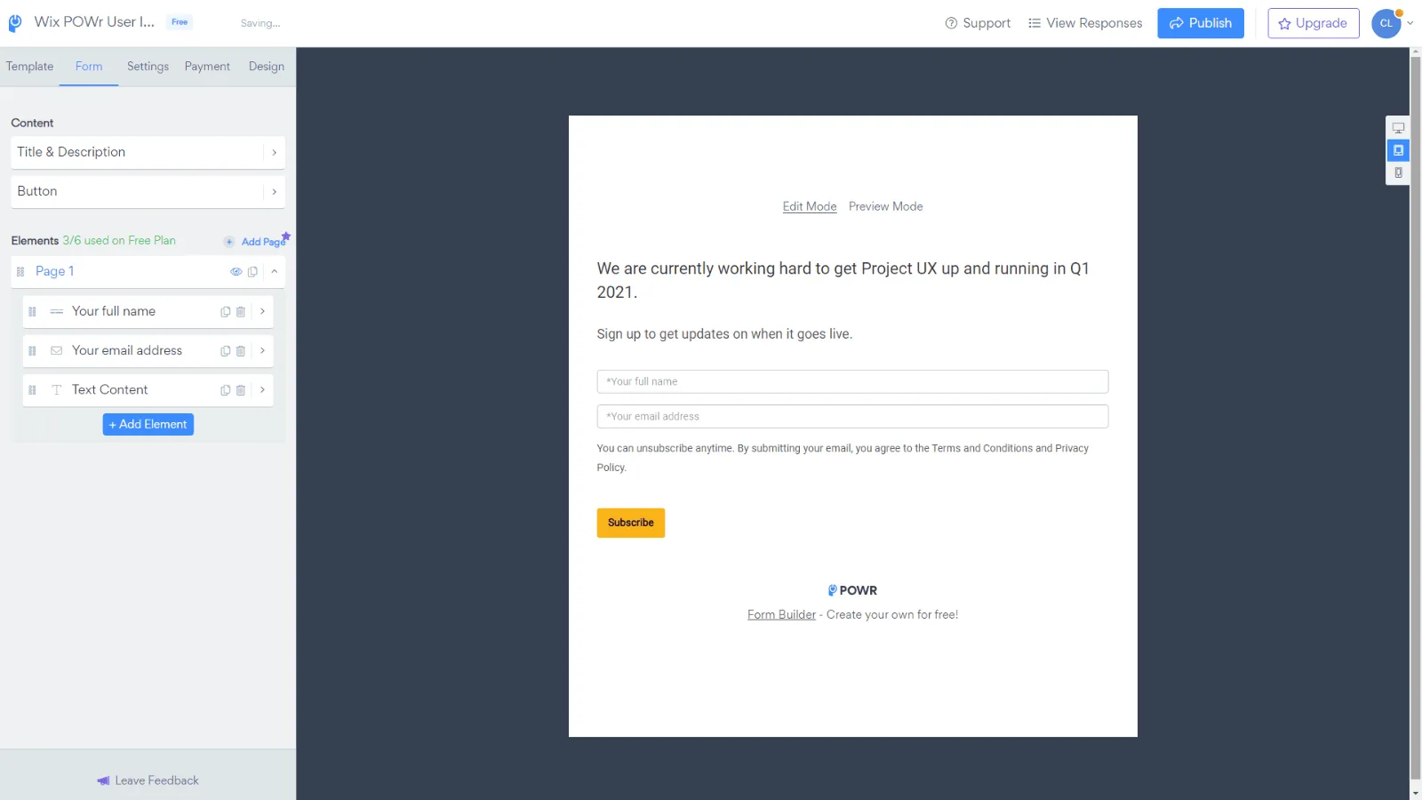 This flow shows the process of adding a new contact into Mailchimp when someone fills in a form