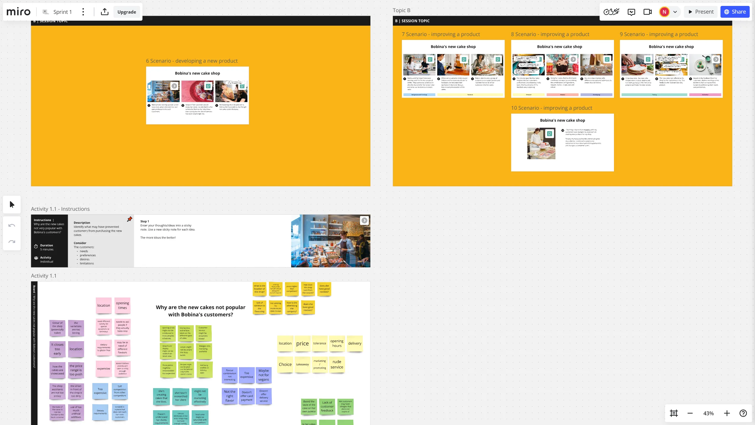 Storyboard used in a session